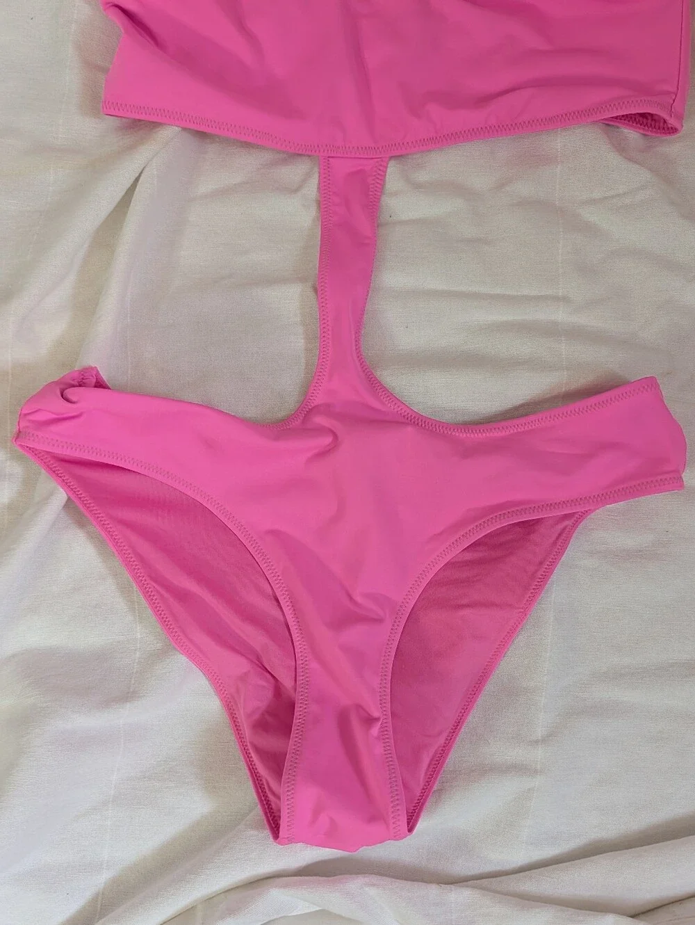 SKIMS Recycled Swim Cut Out Halter Neck Monokini Swimsuit Bikini Taffy Pink